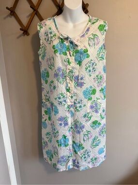 Bard's Vintage Botanical Floral Housecoat Muumu Size M